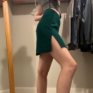 Reformation Emerald Green Mini Skirt with Side Slit